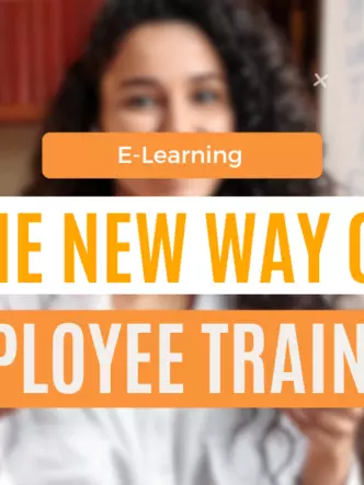 A woman talking to the camera with the text The New Way of Employee Training
